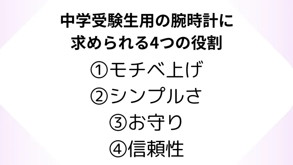 中学受験生用の腕時計に求められる4つの役割