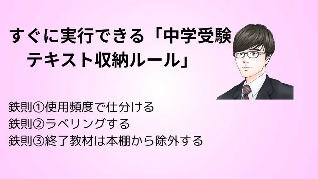 すぐに実行できる「中学受験テキスト収納ルール」