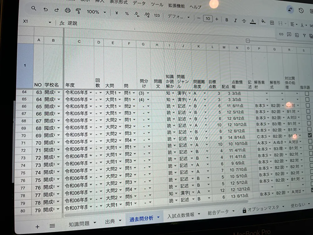 開成国語過去問分析サンプル